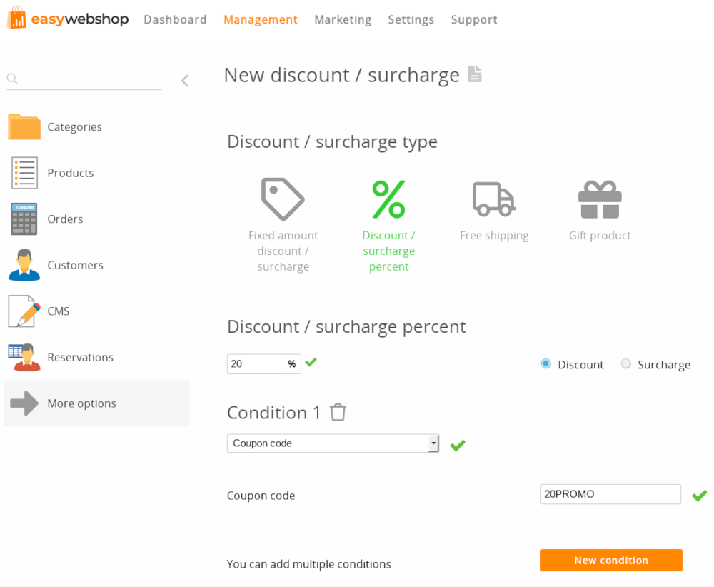 Discount module screenshot